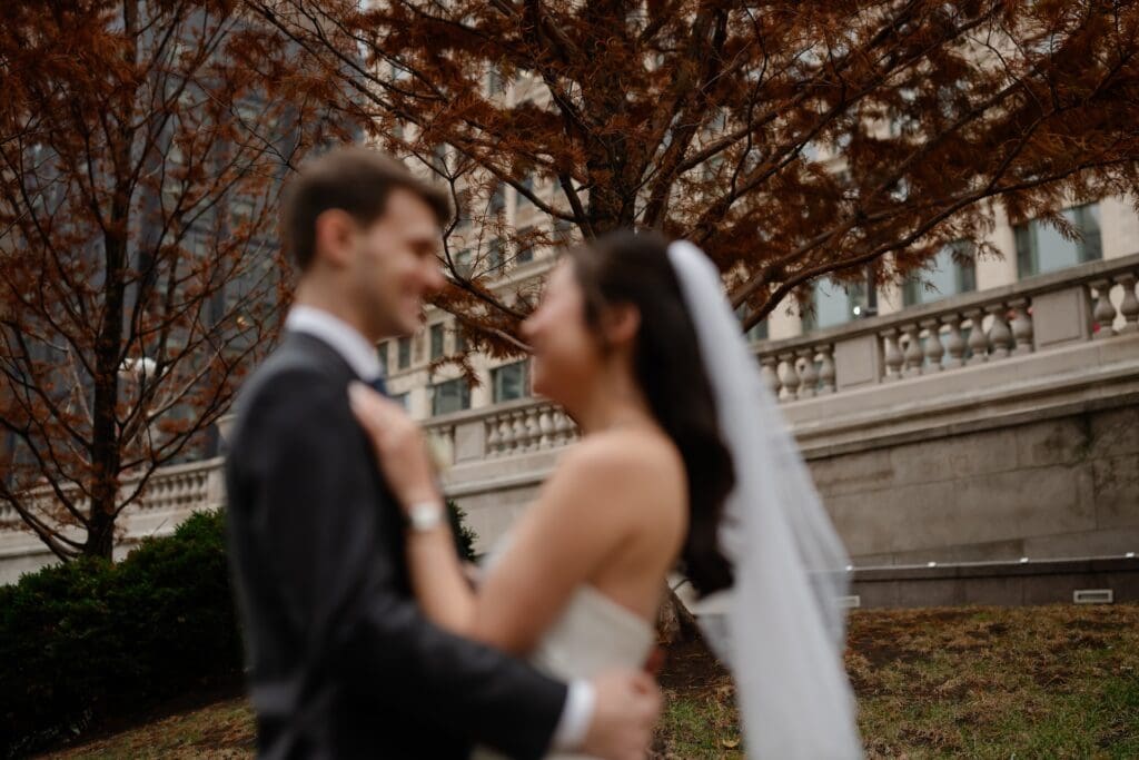 A couple elope in Chicago in the winter