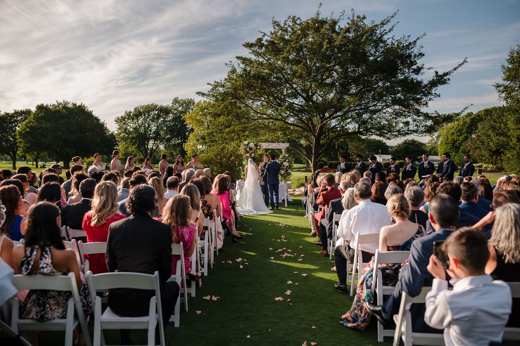 Outside wedding ceremony at Chevy Chase Country Club in Wheeling, IL